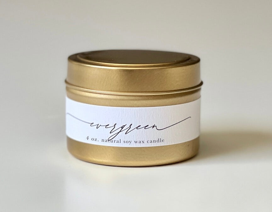 Evergreen: Gold Tin Candle