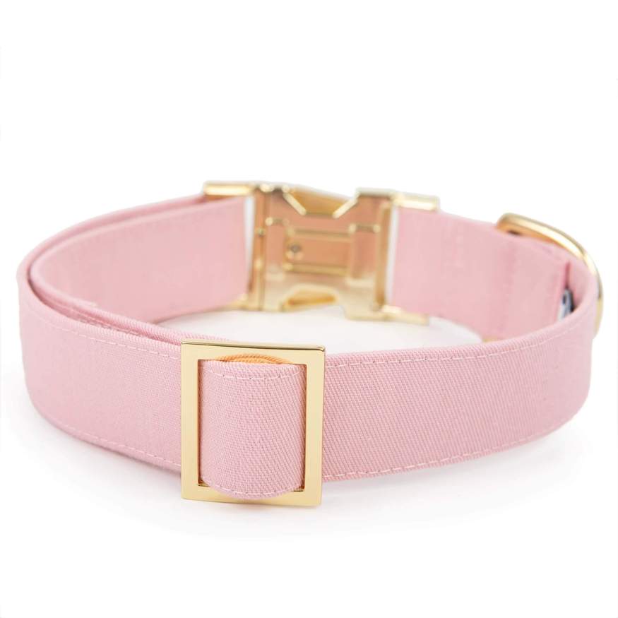 Petal Pink Dog Collar, Gold