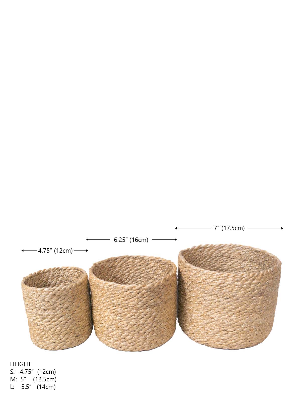 Choose from three sizes to fit your needs. Each bin is beautifully and sustainably made using natural jute.