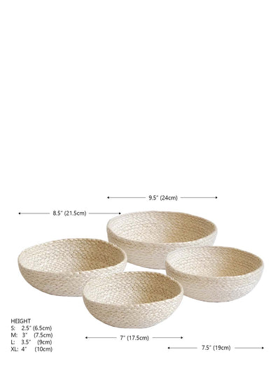 Kata Candy Bowl - White (Set of 4) are made with 100% natural raw jute - hand-dyed with natural color dye.