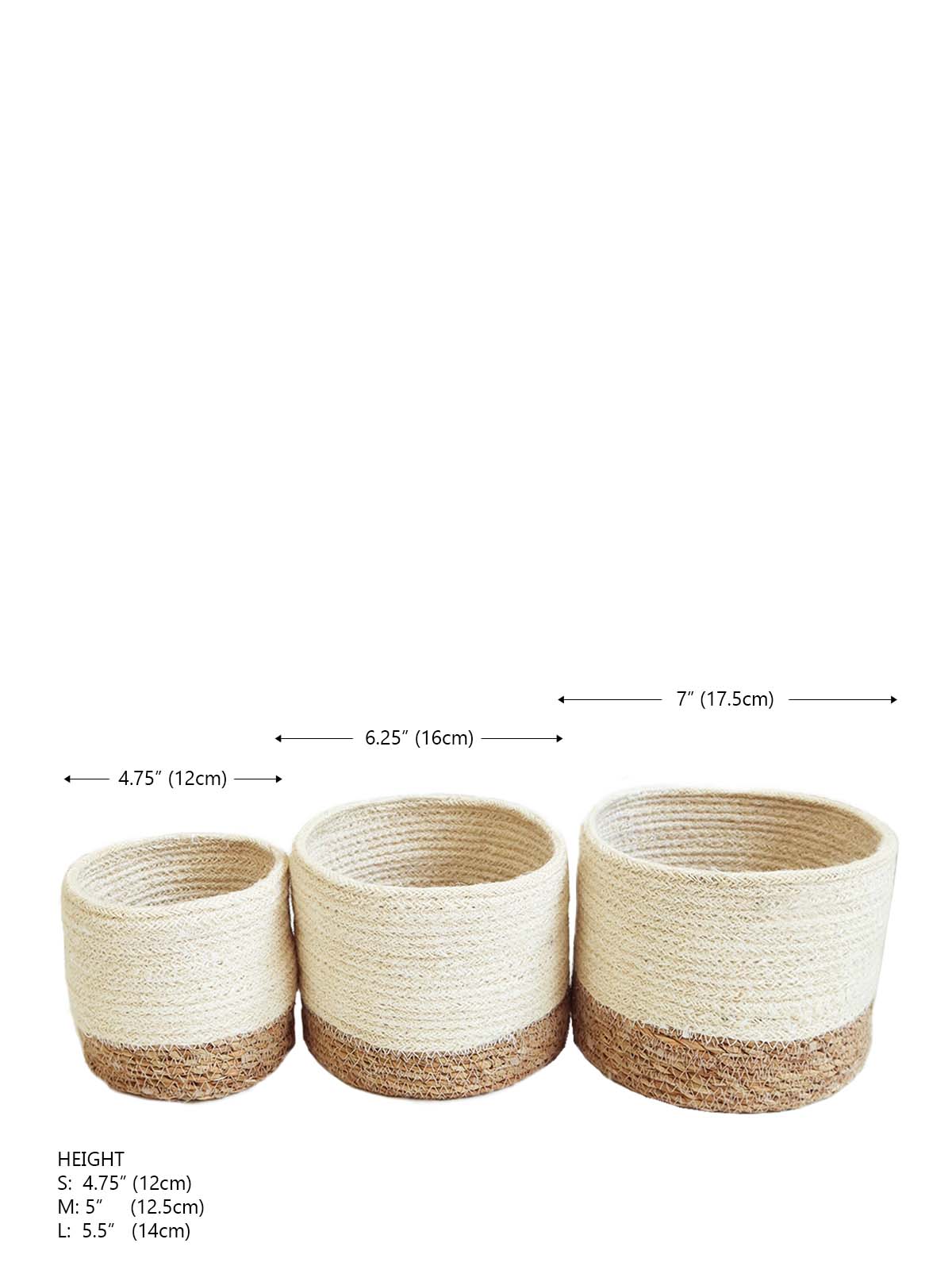Choose from three sizes to fit your needs. Each bin is beautifully and sustainably made using natural seagrass and jute.