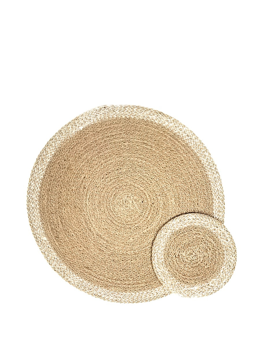 Round shape placemat made with 100% natural Jute and coaster