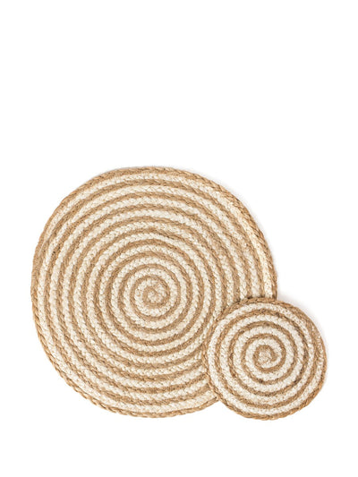 Round shape placemat and coaster made with 100% natural Jute