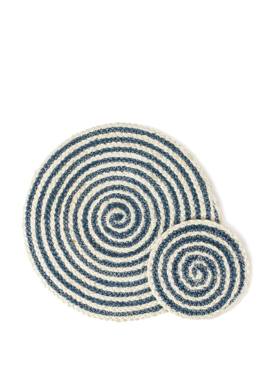 Kata Spiral Placemat, Off-white and blue (Set of 4)