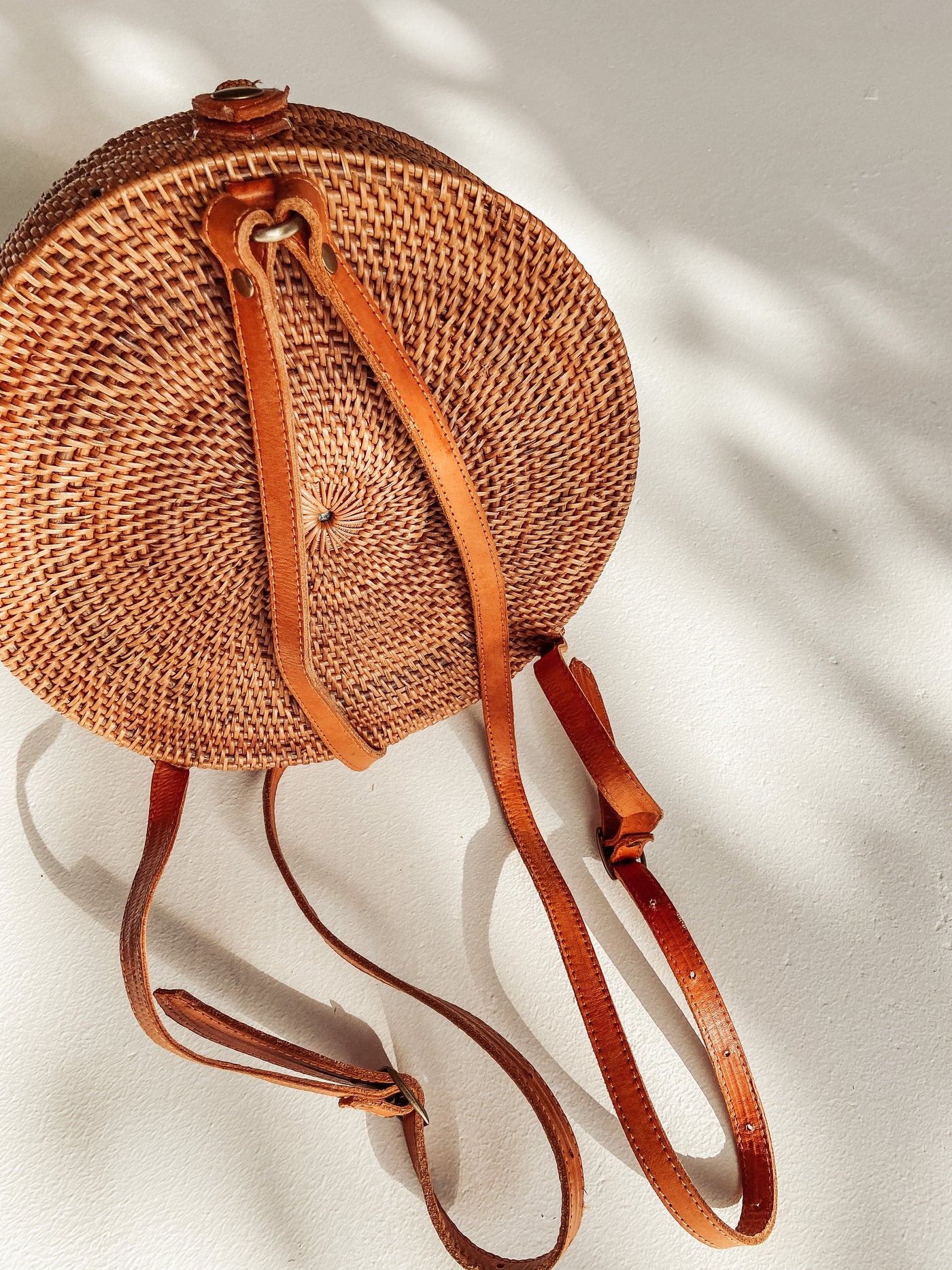 Round Rattan Backpack