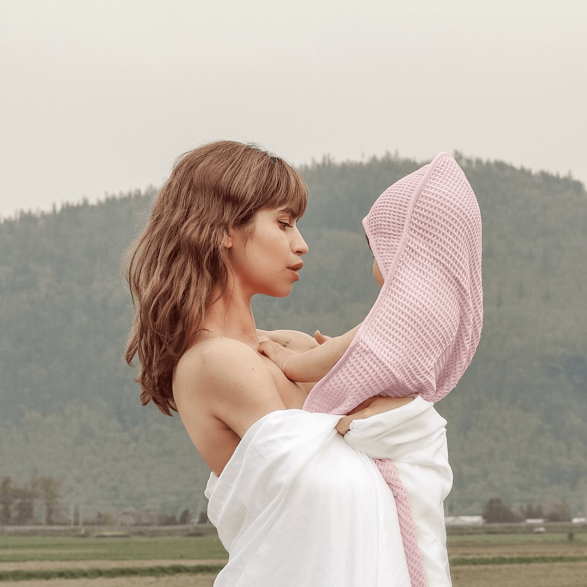 Rose | Hooded Waffle Towel Made With 100% Organic Bamboo #Color_rose