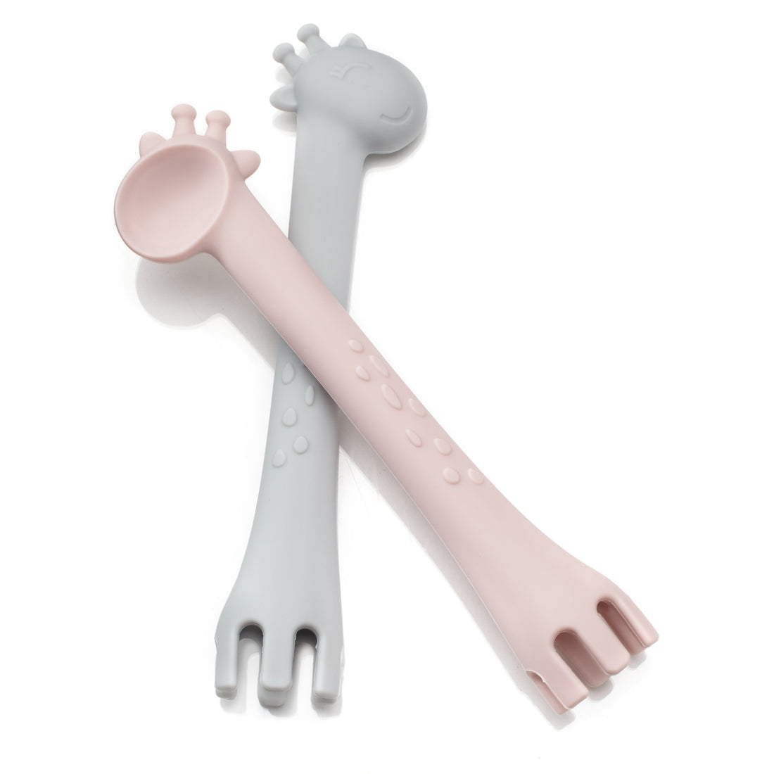 Fork & Spoon Set, Soft Grey & Pink