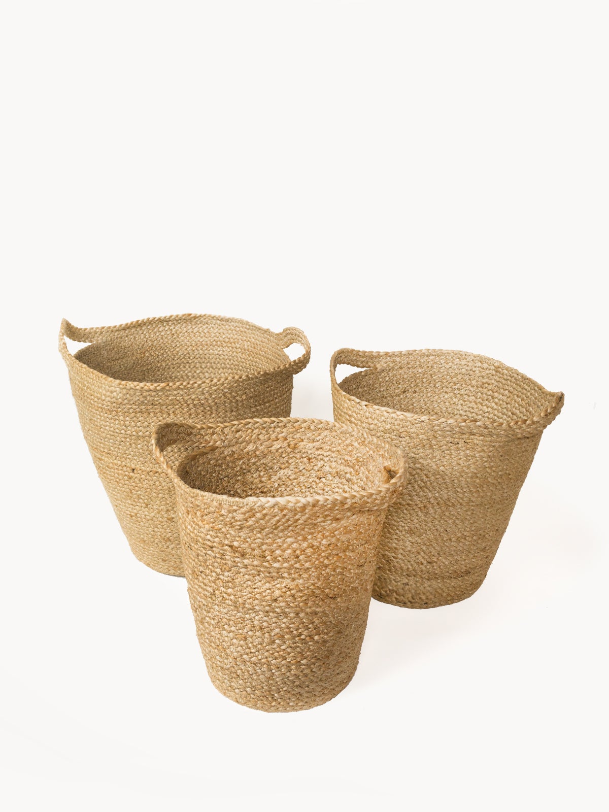 A multifunctional basket set! These handwoven baskets are perfect planters or storage for blankets, magazines, and everything more.