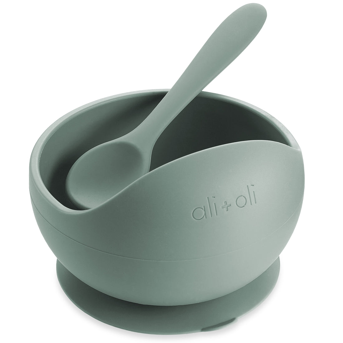 Silicone Suction Bowl & Spoon Set, Mint