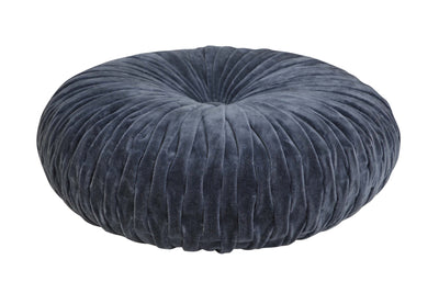Velvet Round Handmade Pillow, Indigo - 16 Inch