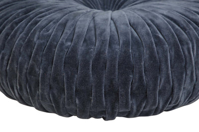 Velvet Round Handmade Pillow, Indigo - 16 Inch
