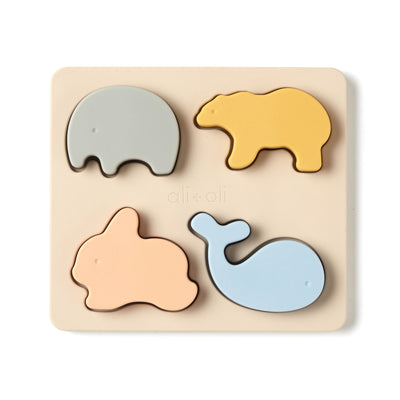 Baby Soft Silicone Mini-Animal Puzzle (4-pc toy for toddlers)