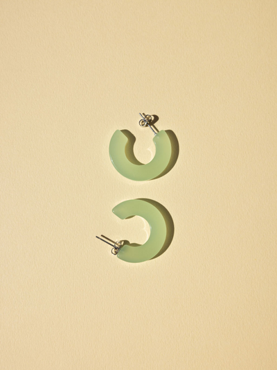 green chunky hoop earrings
