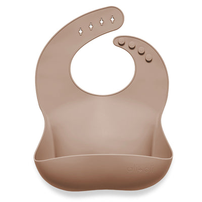 Silicone Baby Bib, Taupe