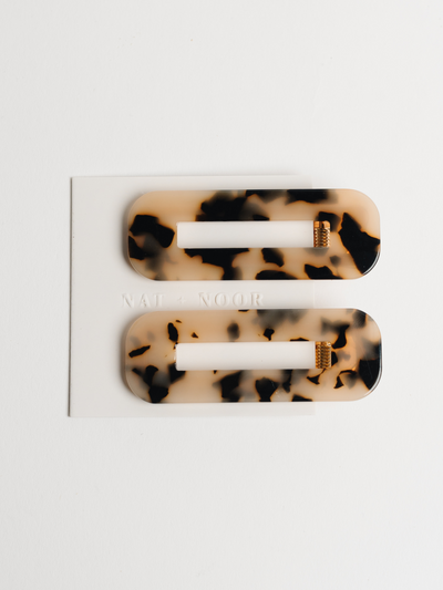 tortoise shell hair clips set of two