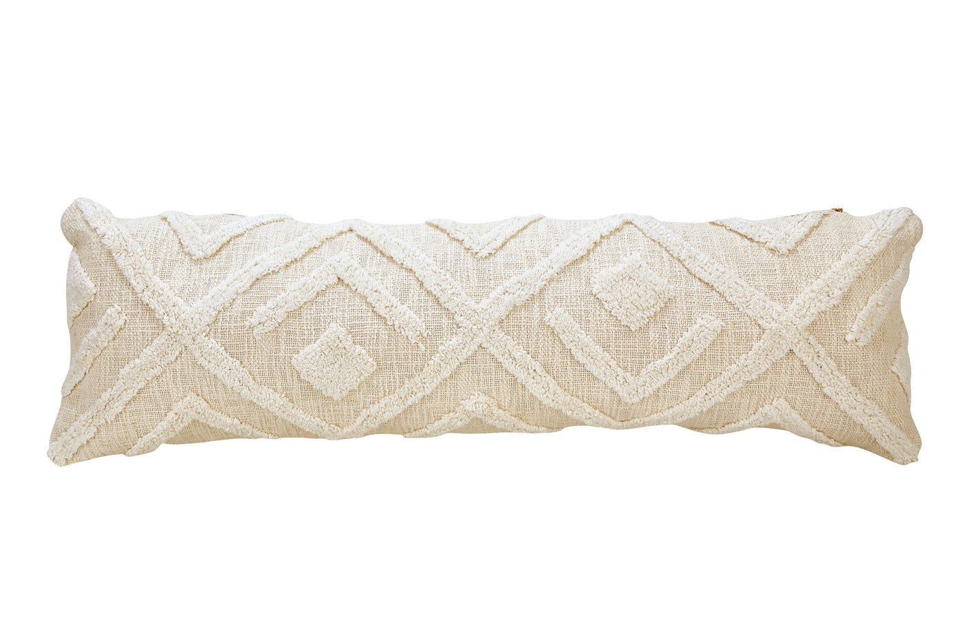 Casaamarosa CUSHIONS Snow Tufted XL Lumbar Pillow, Off White - 12x38 Inch CCL-P-13 12x38 / Cotton / With Filler