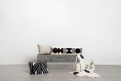 Casaamarosa CUSHIONS Noir Celestial XL Lumbar Pillow, Black & White - 12x38 Inch