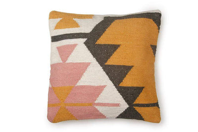 Casaamarosa CUSHIONS Desert Kilim Geometric Pillow, Blush- 18 x18 Inch CC-KL-04 Wool / With Filler / 18x18