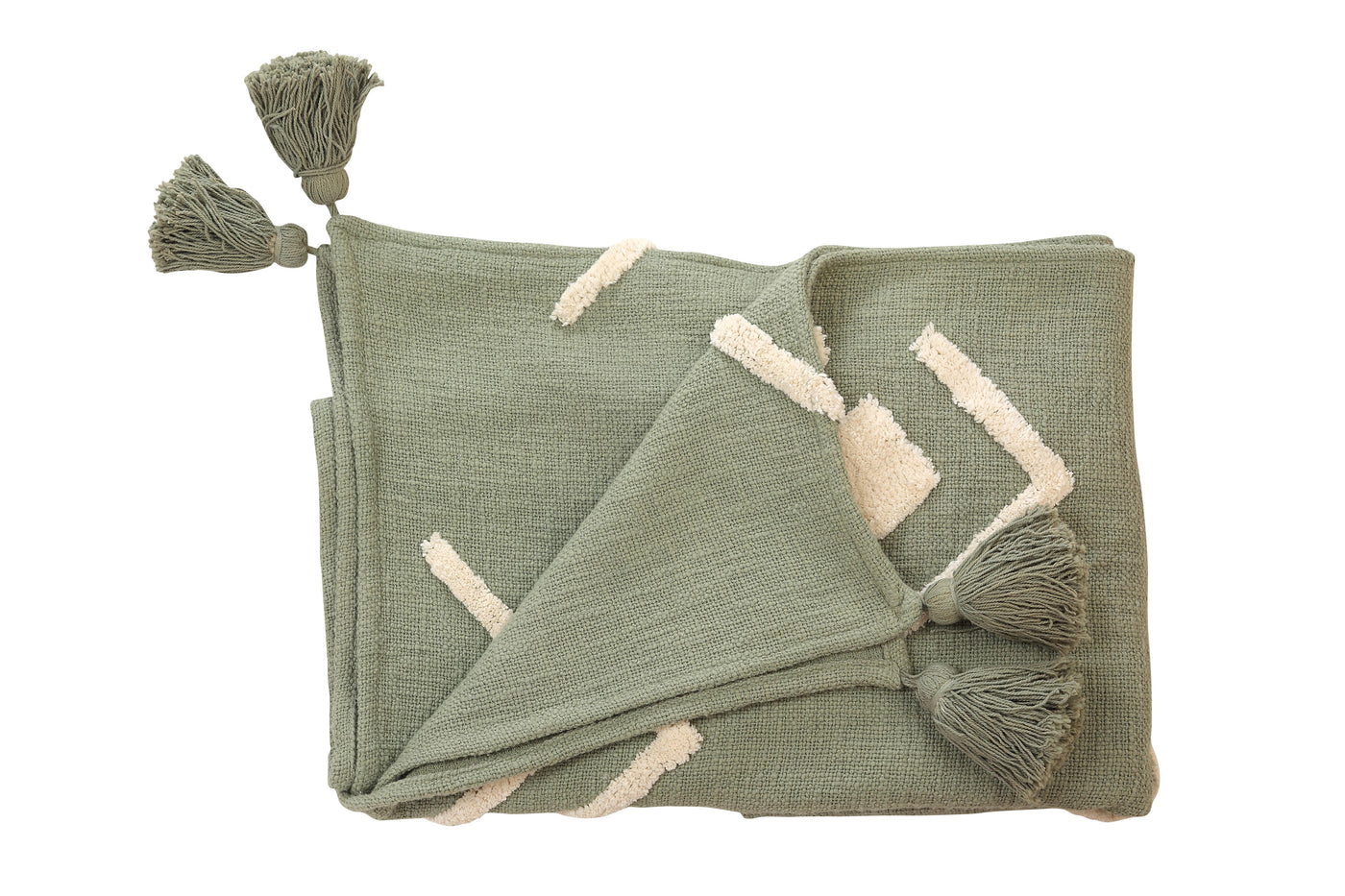 Casaamarosa THROWS Winter Sage Handmade Boho Throw Blanket, Sage White - 50x60 BK-SL-04 50x60 / Cotton