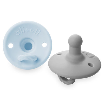 Pacifier Pack, Soft Blue & Grey