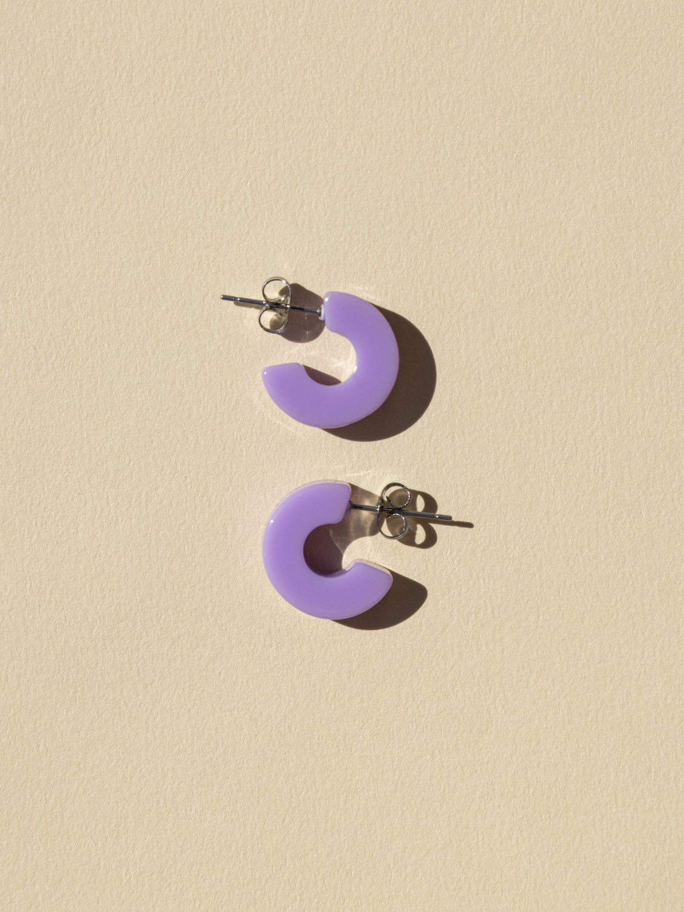 peony purple small hoop earrings
