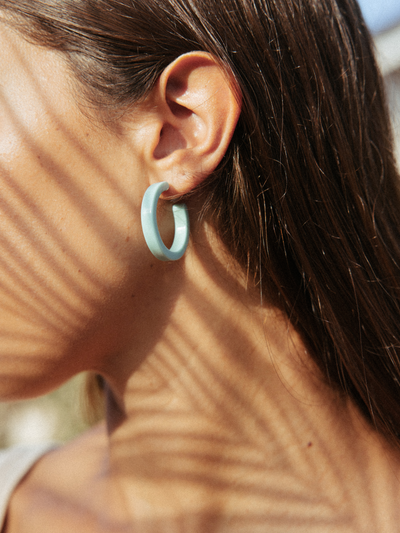 small turquoise hoops